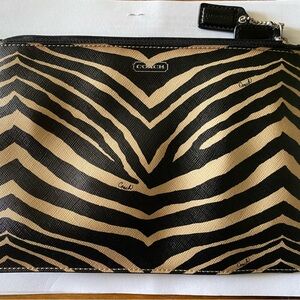 Coach Black and Tan Animal Print Pouch